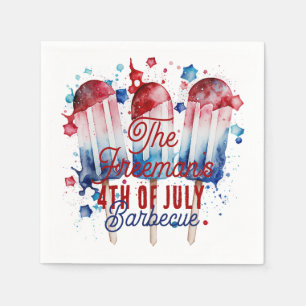 Modern Watercolor Patriotic 4th of July Party Napkin