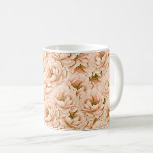 Modern Watercolor Peach Flowers Pattern Coffee Mug