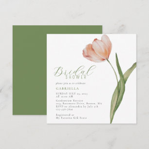 Modern Watercolor Peach Tulip Bridal Shower Invitation