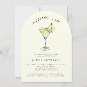 Modern Watercolor Pear Martini Bridal Shower  Invitation