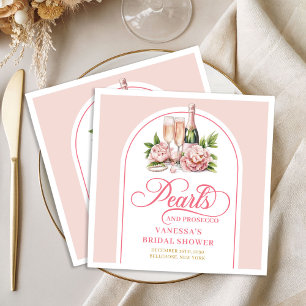 Modern Watercolor Pearls and Prosecco Shower  Napkin
