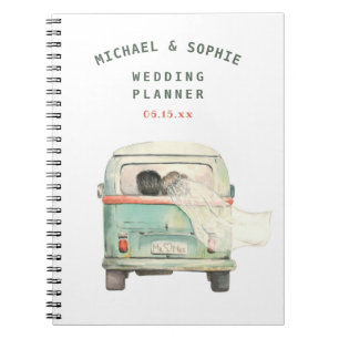 Modern Watercolor Personalised Wedding Planner Notebook