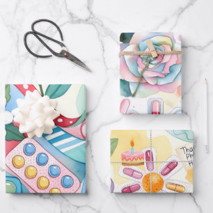 Modern Watercolor Pharmacy Thanks Pharm Hero Wrapping Paper Sheet