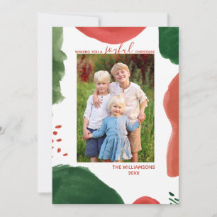 Modern Watercolor Photo Christmas Card