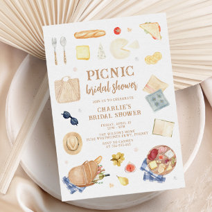 Modern Watercolor Picnic Bridal Shower Invitation