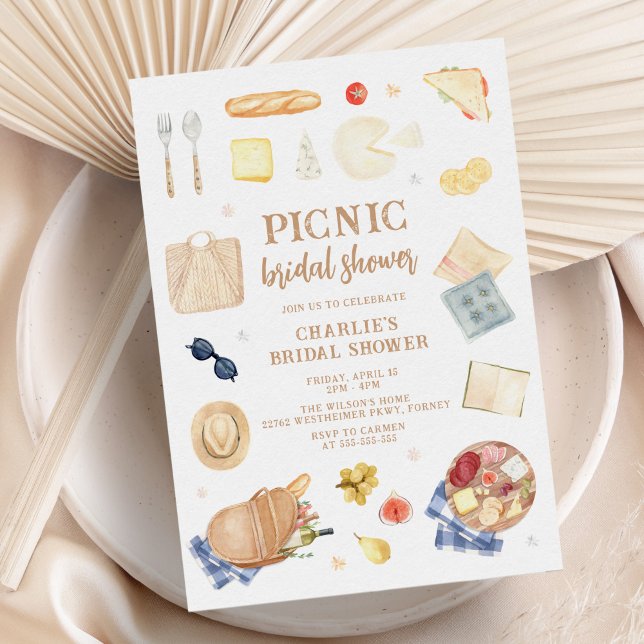 Modern Watercolor Picnic Bridal Shower Invitation (Creator Uploaded)