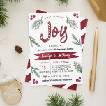 Modern Watercolor Pine Boughs "Joy" Baby Shower Invitation<br><div class="desc">Celebrate the in style with these super trendy Christmas baby shower invitations. The design is easy to personalise with your own wording and your guests will be thrilled when they receive these fabulous invites.</div>