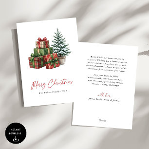 Modern Watercolor Pine Christmas Tree Non Photo Holiday Card