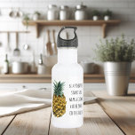 Modern Watercolor Pineapple & Positive Funny Quote 532 Ml Water Bottle<br><div class="desc">Modern Watercolor Pineapple & Positive Funny Quote</div>