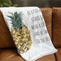 Modern Watercolor Pineapple & Positive Funny Quote