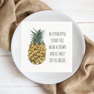 Modern Watercolor Pineapple & Positive Funny Quote Napkin