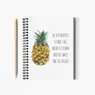 Modern Watercolor Pineapple & Positive Funny Quote Notebook
