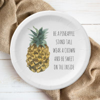 Modern Watercolor Pineapple & Positive Funny Quote