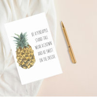 Modern Watercolor Pineapple & Positive Funny Quote