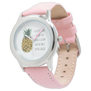 Modern Watercolor Pineapple & Positive Funny Quote Watch