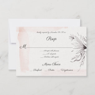 Modern Watercolor Pink and Grey Floral Menu RSVP