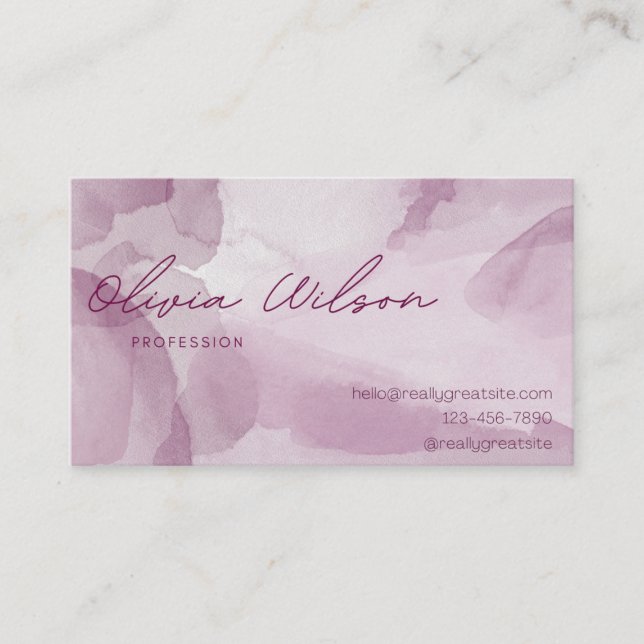 Modern Watercolor | pink Business Card (Front)