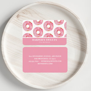 Modern Watercolor Pink Doughnuts Professional Business Card