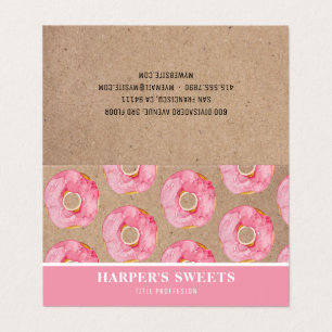 Modern Watercolor Pink Doughnuts Professional  Business Card