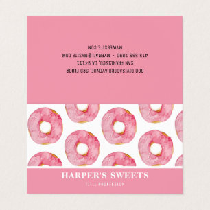 Modern Watercolor Pink Doughnuts Professional Business Card