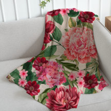 Modern Watercolor pink floral botanical greenery