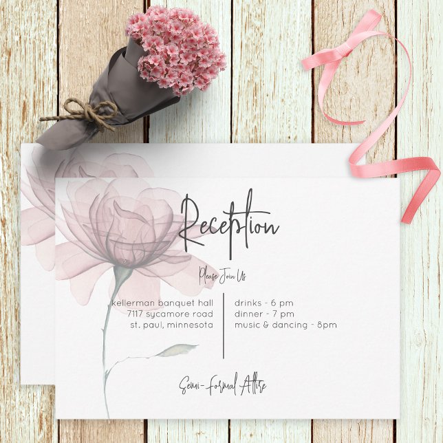 Modern Watercolor Pink Floral Reception Wedding Enclosure Card (Creator Uploaded)