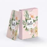 Modern Watercolor Pink Flowers & Hello & Name Playing Cards<br><div class="desc">Modern Watercolor Pink Flowers & Hello & Name</div>