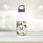 Modern Watercolor Pink Flowers Monogrammed  532 Ml Water Bottle<br><div class="desc">Modern Watercolor Pink Flowers Monogrammed</div>