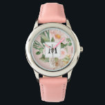Modern Watercolor Pink Flowers Monogrammed  Watch<br><div class="desc">Modern Watercolor Pink Flowers Monogrammed</div>