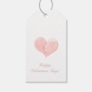 Modern Watercolor Pink Heart Valentines Day Gift Tags