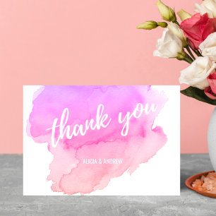 Modern Watercolor Pink, Peach THANK YOU Card