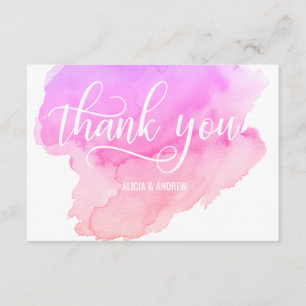Modern Watercolor Pink, Peach THANK YOU Card