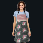 Modern Watercolor Pink Rose Bouquet Pattern Name Apron<br><div class="desc">Modern Watercolor Pink Rose Bouquet Pattern Name Apron. Perfect gift for girl friends,  mum,  grandma and cook enthusiasts.</div>