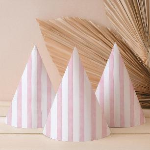 Modern Watercolor Pink Striped Party Hat