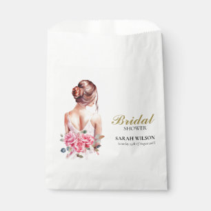 Modern Watercolor Pink Wedding Gown Bridal Shower Favour Bags