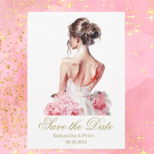 Modern Watercolor Pink Wedding Gown Bridal Shower  Invitation