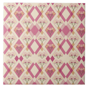 Modern watercolor pink yellow florals4 tile