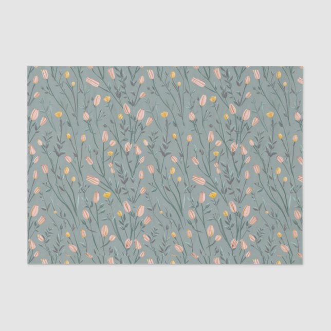 Modern watercolor  pink yellow florals4 tissue paper (Front)
