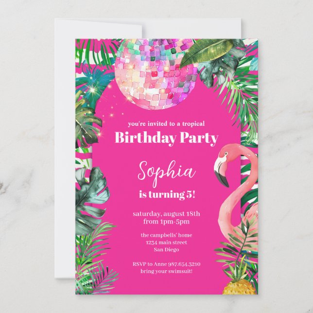 Modern Watercolor Pool Party Invitation (Front)
