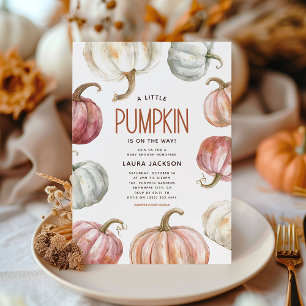 Modern Watercolor Pumpkin Baby Shower Invitation
