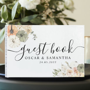 Modern Watercolor Pumpkins & Flowers  Guest Book