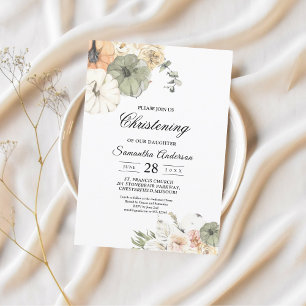 Modern Watercolor Pumpkins & Flowers  Invitation