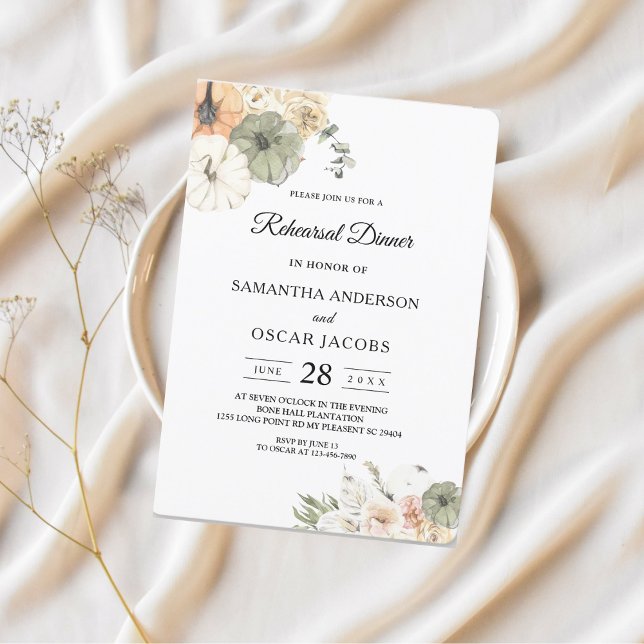 Modern Watercolor Pumpkins & Flowers  Invitation (Creator Uploaded)