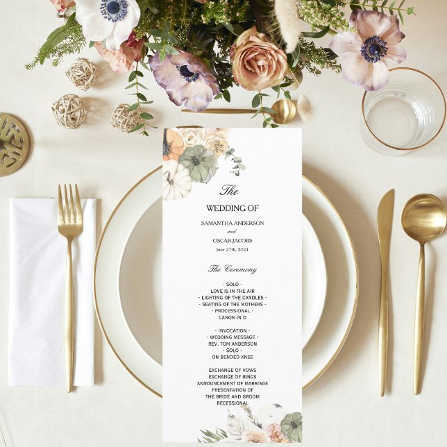 Modern Watercolor Pumpkins & Flowers  Menu (Creator Uploaded)