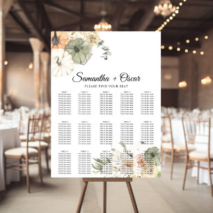 Modern Watercolor Pumpkins & Flowers Poster