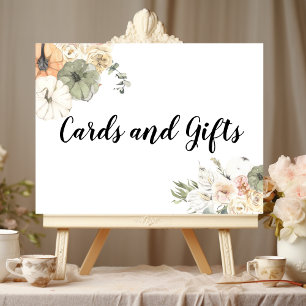 Modern Watercolor Pumpkins & Flowers  Poster