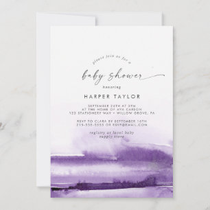 Modern Watercolor   Purple Baby Shower Invitation