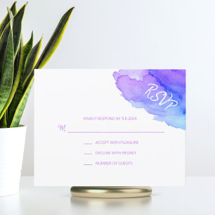 Modern Watercolor Purple Blue RSVP Insert Cards