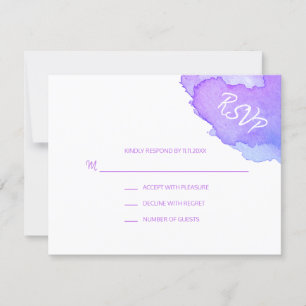 Modern Watercolor Purple Blue RSVP Insert #LC Card