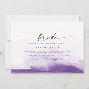 Modern Watercolor Purple Bride Bridal Shower Invitation
